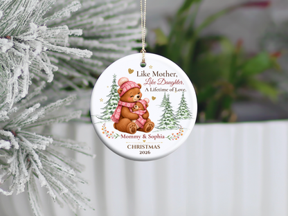 Personalized Mommy and Daughter Christmas Ornament, Mother Daughter Bear Gift