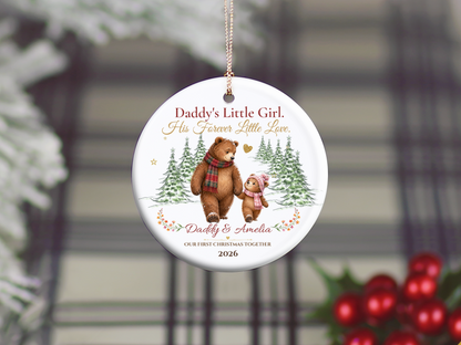 Daddy and Daughter Christmas Ornament, Personalized Father Daughter Bear Gift