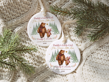 Daddy and Daughter Christmas Ornament, Personalized Father Daughter Bear Gift