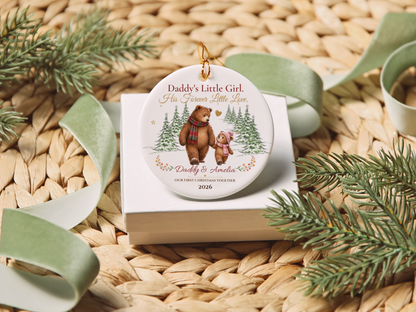 Daddy and Daughter Christmas Ornament, Personalized Father Daughter Bear Gift