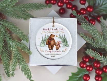 Daddy and Daughter Christmas Ornament, Personalized Father Daughter Bear Gift