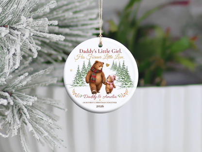 Daddy and Daughter Christmas Ornament, Personalized Father Daughter Bear Gift