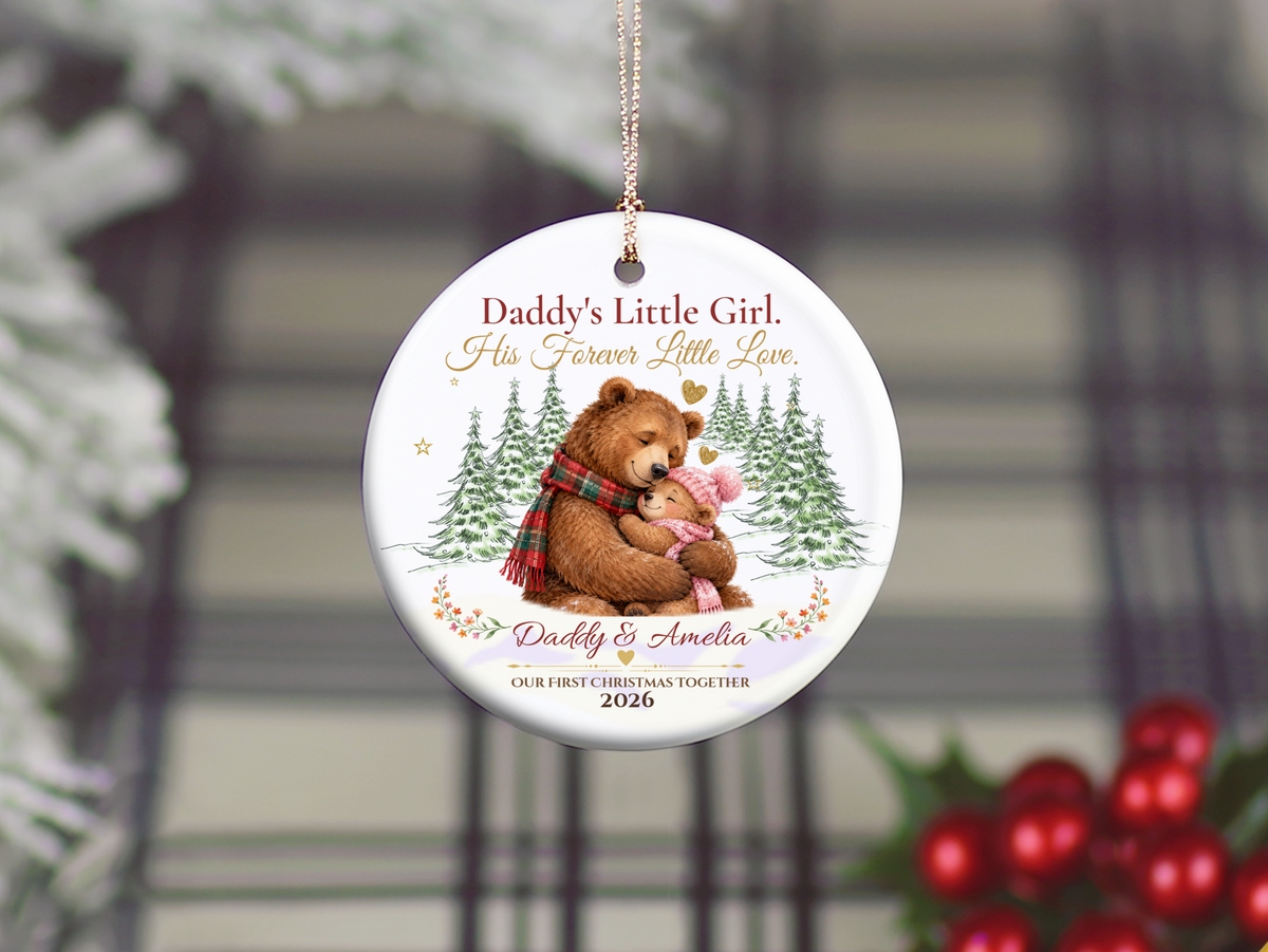 Daddy and Daughter Christmas Ornament, Personalized Father Daughter Gift