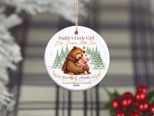 Daddy and Daughter Christmas Ornament, Personalized Father Daughter Gift