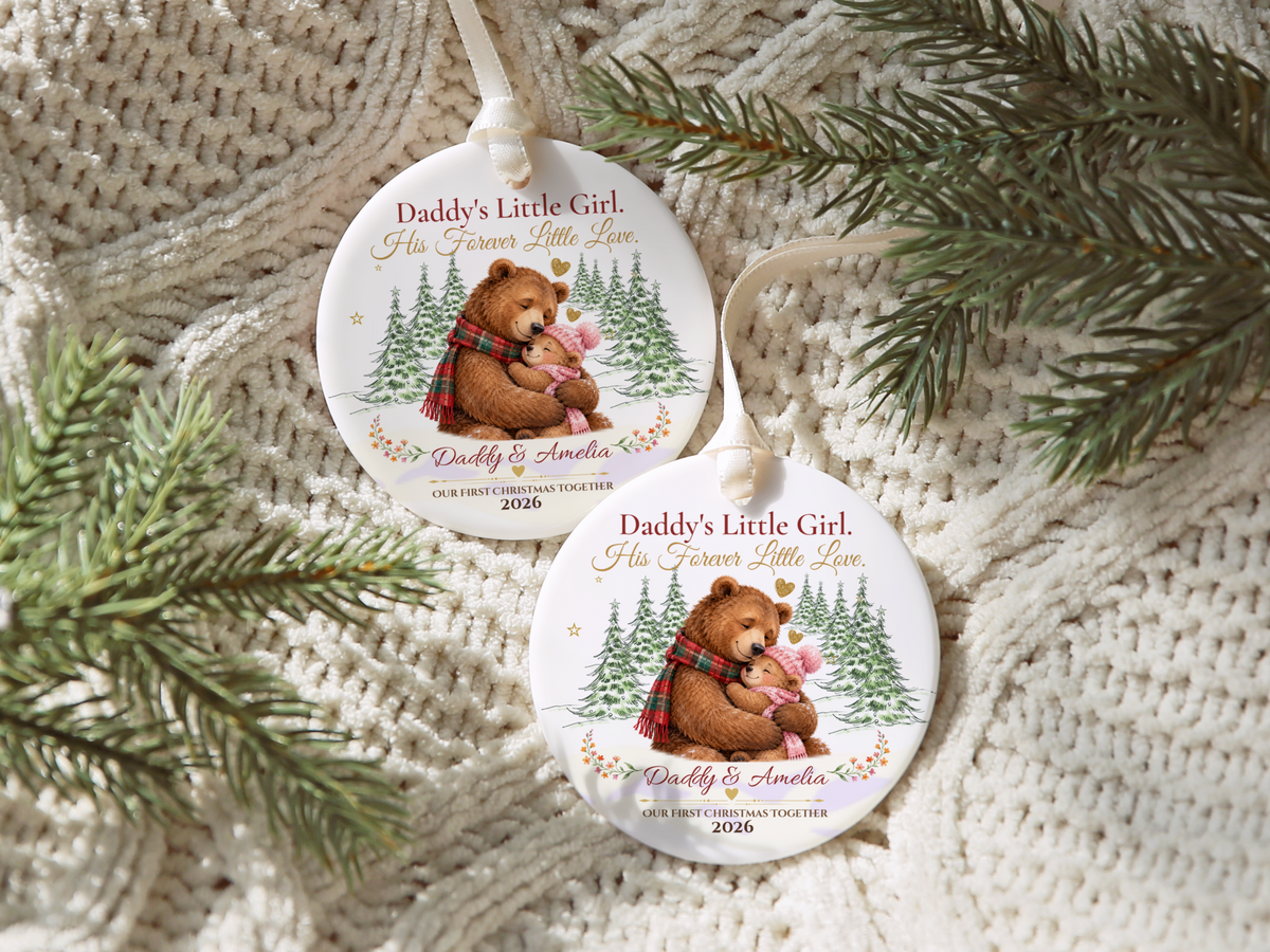 Daddy and Daughter Christmas Ornament, Personalized Father Daughter Gift