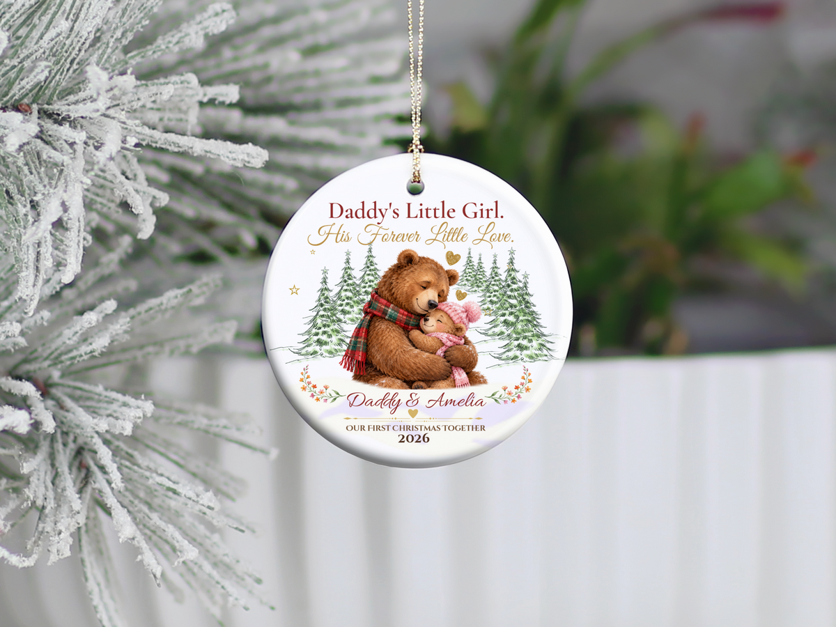 Daddy and Daughter Christmas Ornament, Personalized Father Daughter Gift