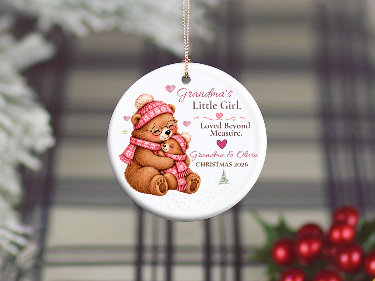 Grandma and Granddaughter Christmas Ornament, Personalized Bear Keepsake