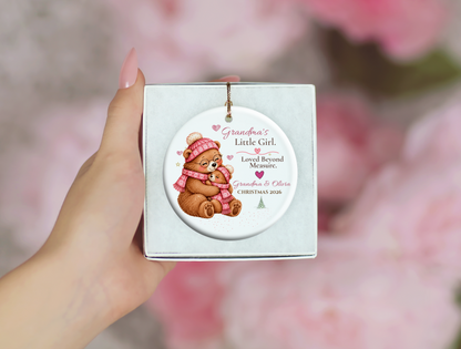 Grandma and Granddaughter Christmas Ornament, Personalized Bear Keepsake