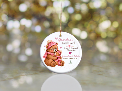 Grandma and Granddaughter Christmas Ornament, Personalized Bear Keepsake