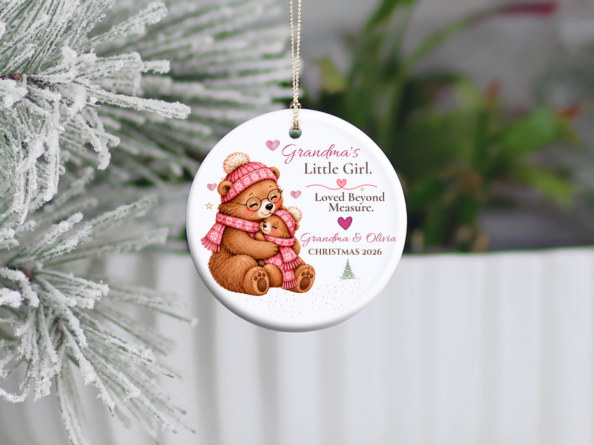Grandma and Granddaughter Christmas Ornament, Personalized Bear Keepsake