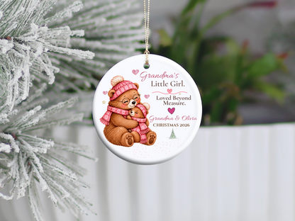 Grandma and Granddaughter Christmas Ornament, Personalized Bear Keepsake
