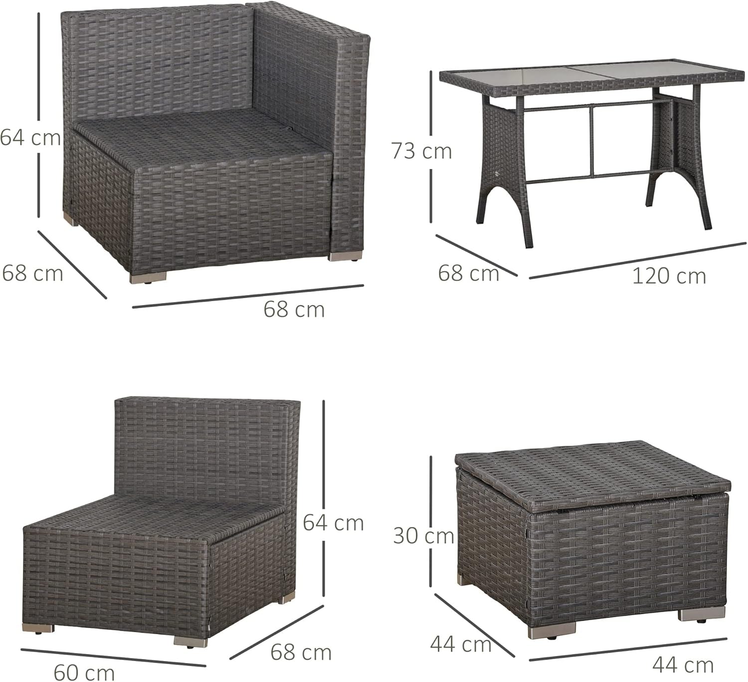 Cavenda™ 10-Piece Rattan Garden Sofa Dining Set – Grey