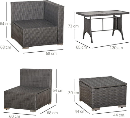 Cavenda™ 10-Piece Rattan Garden Sofa Dining Set – Grey