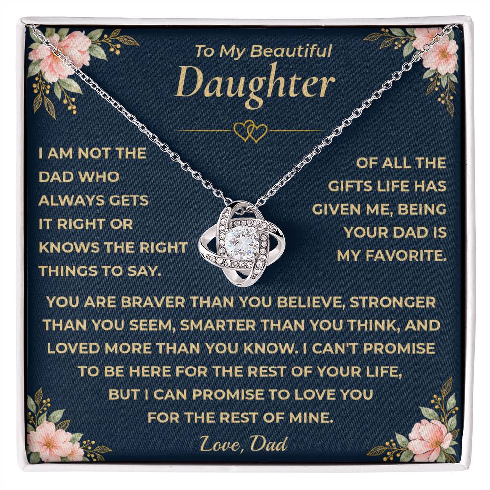 To My Daughter - "My Family Forever" Love Knot Necklace Gift Set