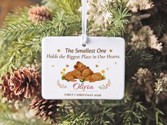 Baby's First Christmas Ornament, Bear Family Keepsake, Personalized Olivia Ornament, New Baby Holiday Tree Decor, 2026 Gift Idea