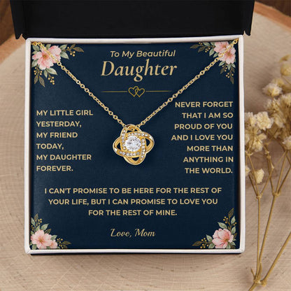 To My Daughter - "I Love You." Love Knot Necklace Gift Set - Mom