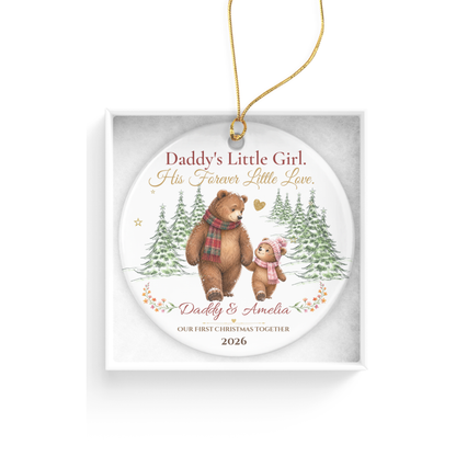 Daddy and Daughter Christmas Ornament, Personalized Father Daughter Bear Gift