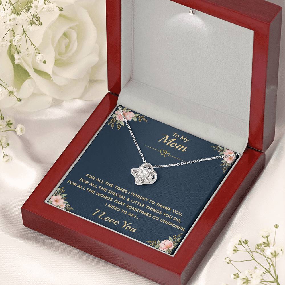 To My Mom - "I Love You." Love Knot Necklace Gift Set