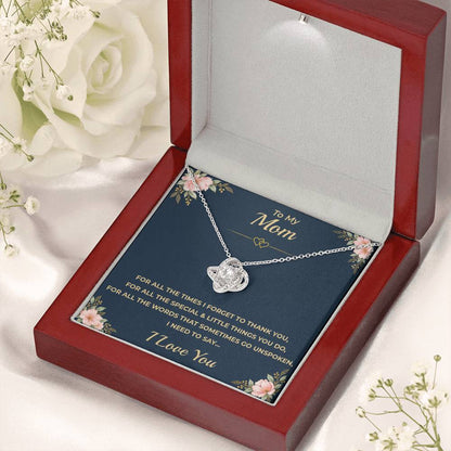 To My Mom - "I Love You." Love Knot Necklace Gift Set