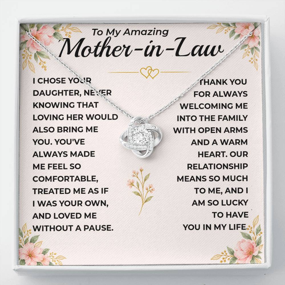 To My Amazing Mother-In-Law - "I Am Lucky To Have You" Love Knot Necklace