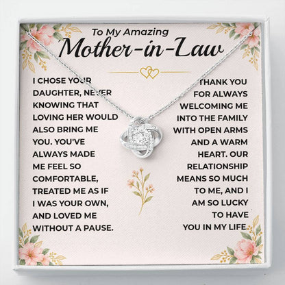 To My Amazing Mother-In-Law - "I Am Lucky To Have You" Love Knot Necklace
