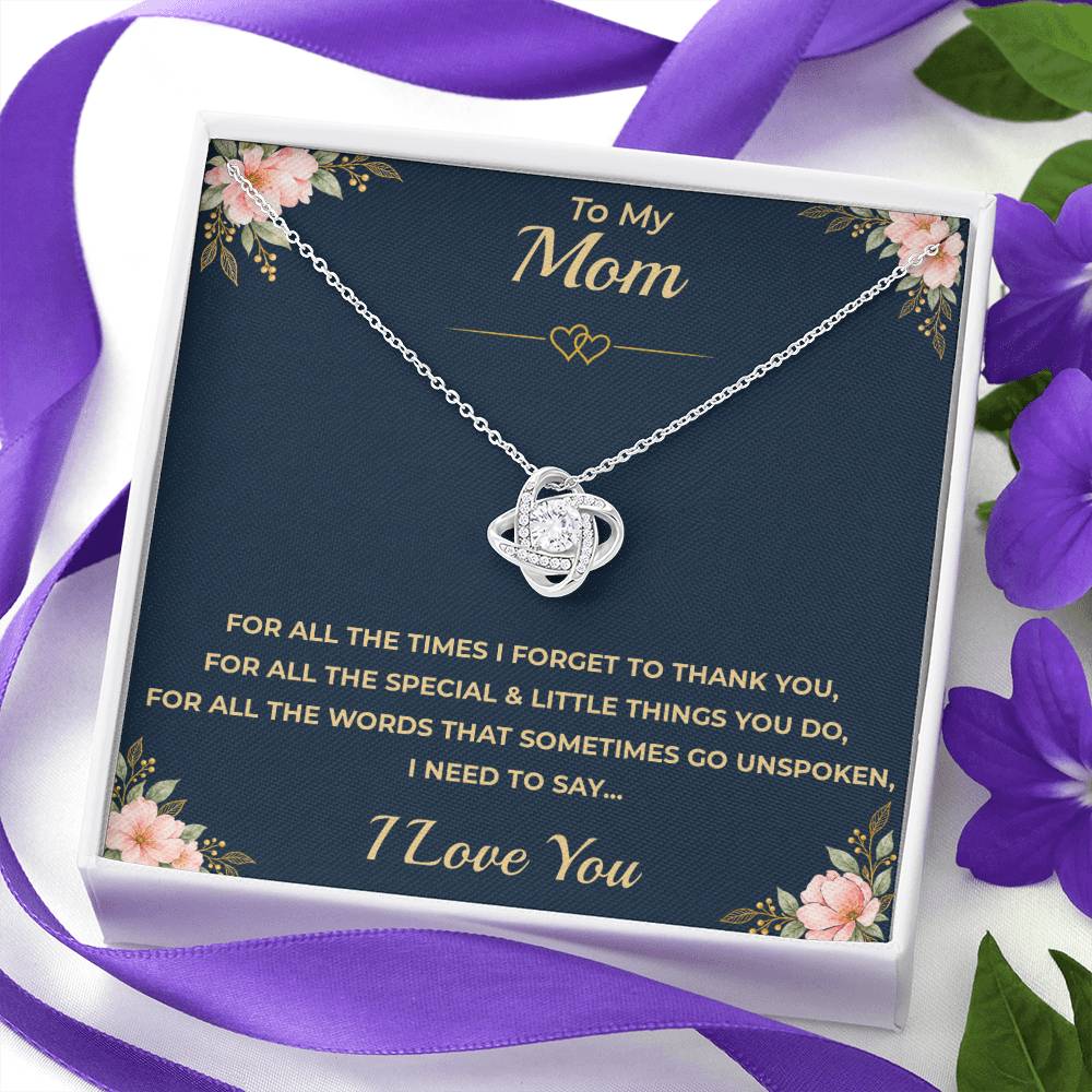 To My Mom - "I Love You." Love Knot Necklace Gift Set
