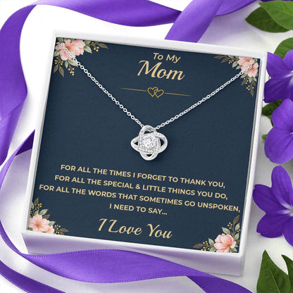To My Mom - "I Love You." Love Knot Necklace Gift Set