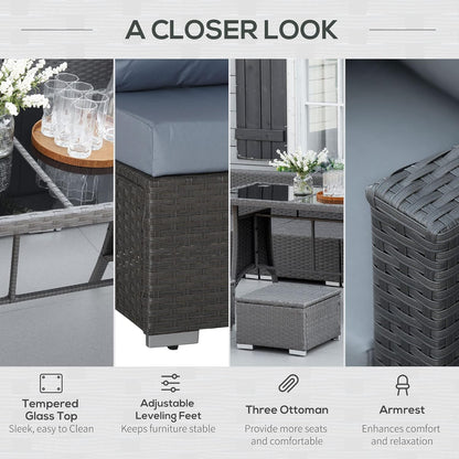 Cavenda™ 10-Piece Rattan Garden Sofa Dining Set – Grey