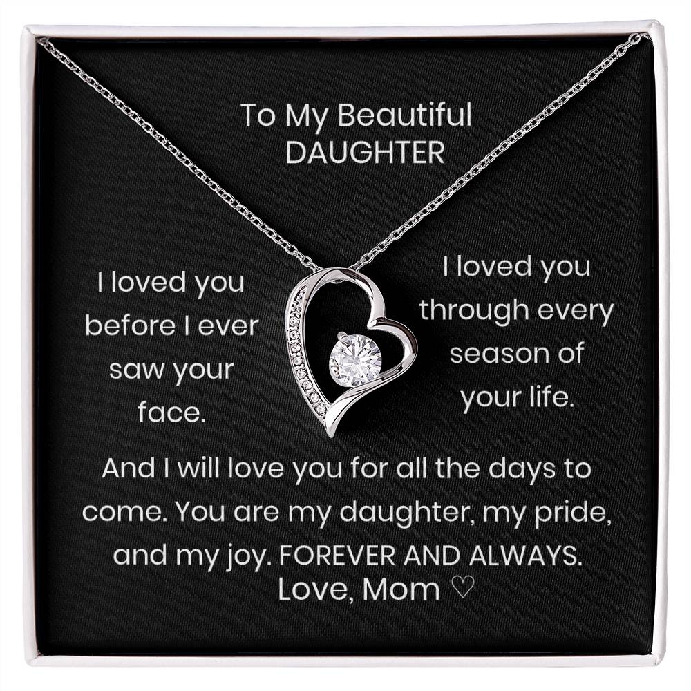 To My Daughter Heart Necklace Gift from Mom