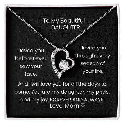 To My Daughter Heart Necklace Gift from Mom