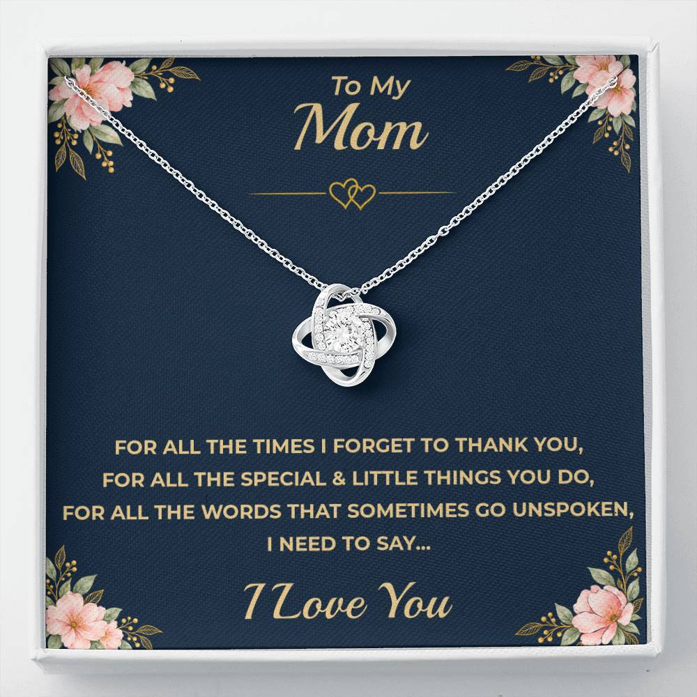To My Mom - "I Love You." Love Knot Necklace Gift Set