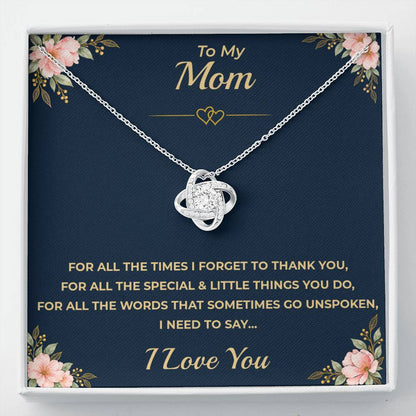 To My Mom - "I Love You." Love Knot Necklace Gift Set