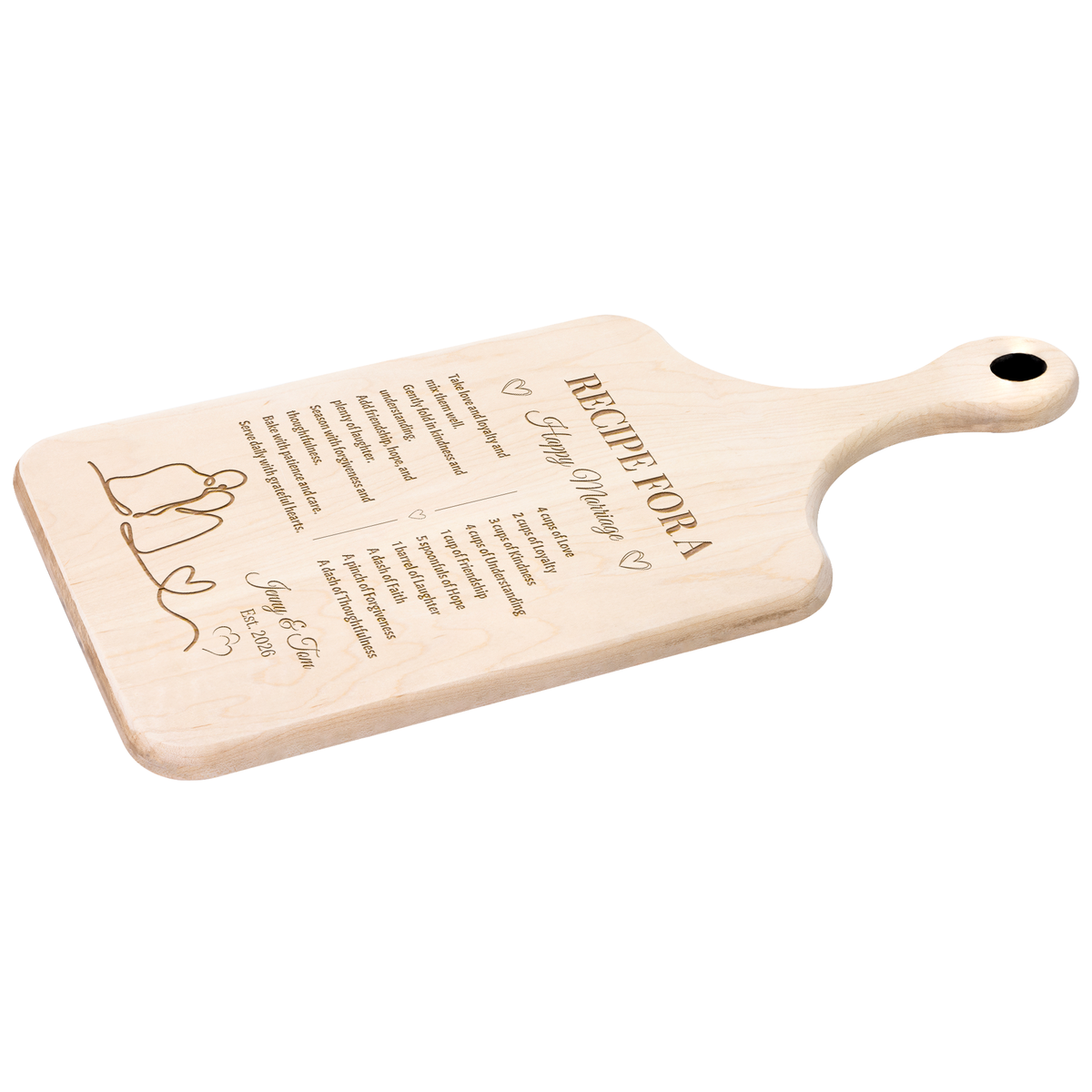 Recipe for a Happy Marriage Wedding Kitchen Decor Cutting Board