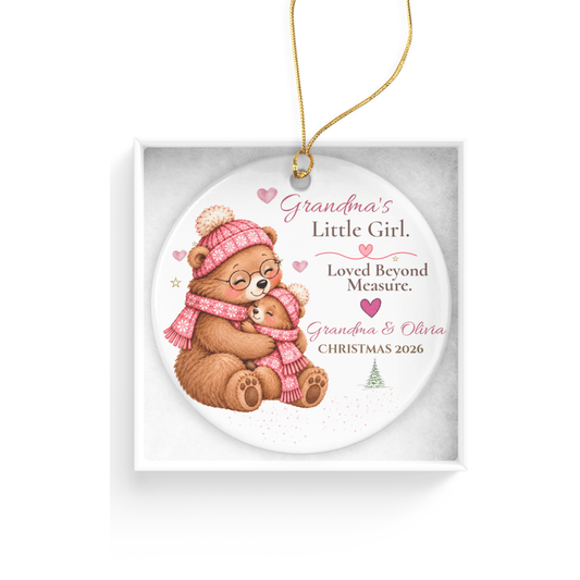 Grandma and Granddaughter Christmas Ornament, Personalized Bear Keepsake