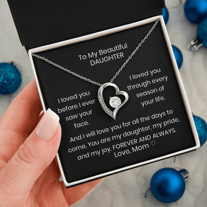 To My Daughter Heart Necklace Gift from Mom
