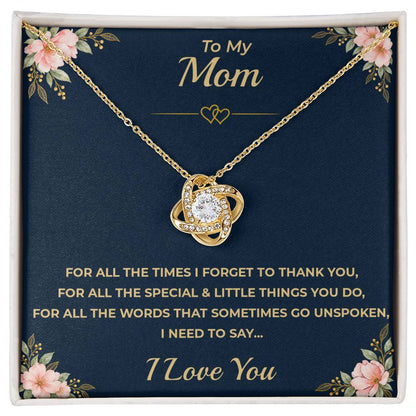To My Mom - "I Love You." Love Knot Necklace Gift Set