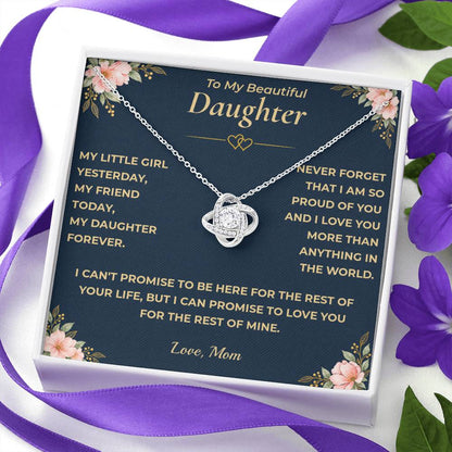To My Daughter - "I Love You." Love Knot Necklace Gift Set - Mom