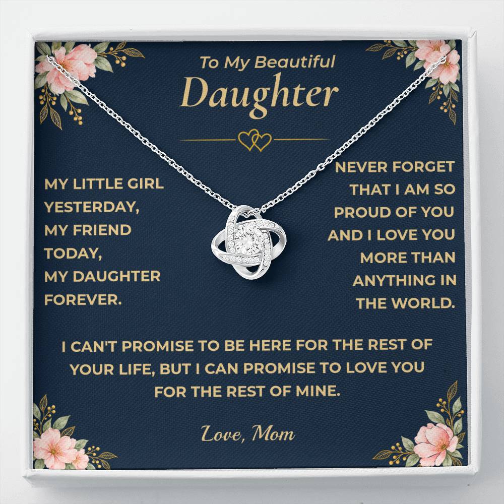 To My Daughter - "I Love You." Love Knot Necklace Gift Set - Mom