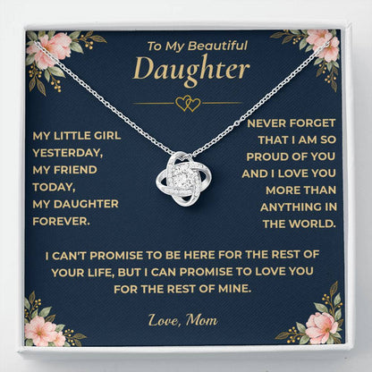 To My Daughter - "I Love You." Love Knot Necklace Gift Set - Mom