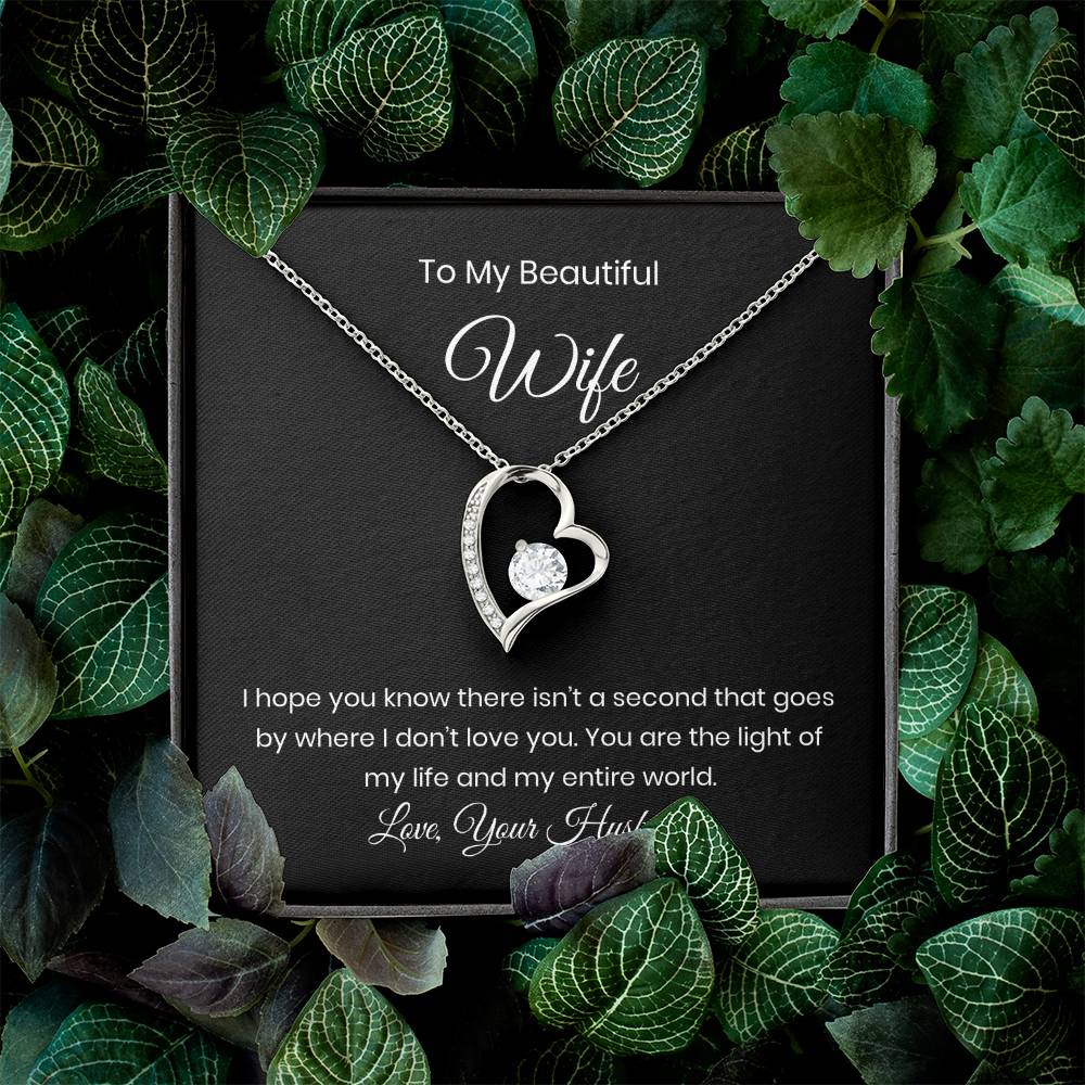 Forever Love Heart Necklace Gift for Wife with Message Card