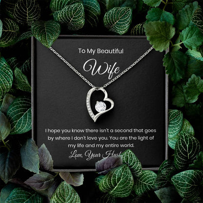 Forever Love Heart Necklace Gift for Wife with Message Card