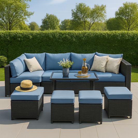 Cavenda™ 10-Piece Rattan Garden Sofa Dining Set – Grey