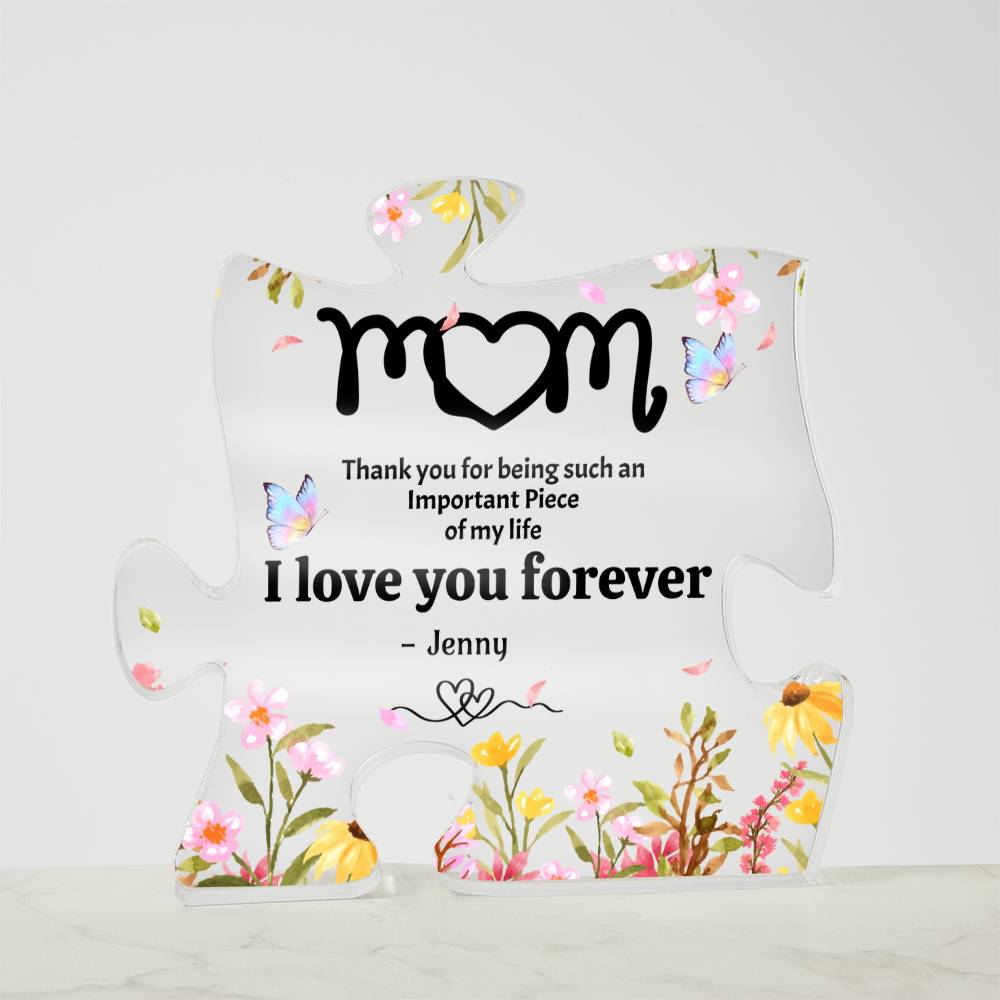 Mom Puzzle Plaque, Thank You Mom Floral Acrylic Gift