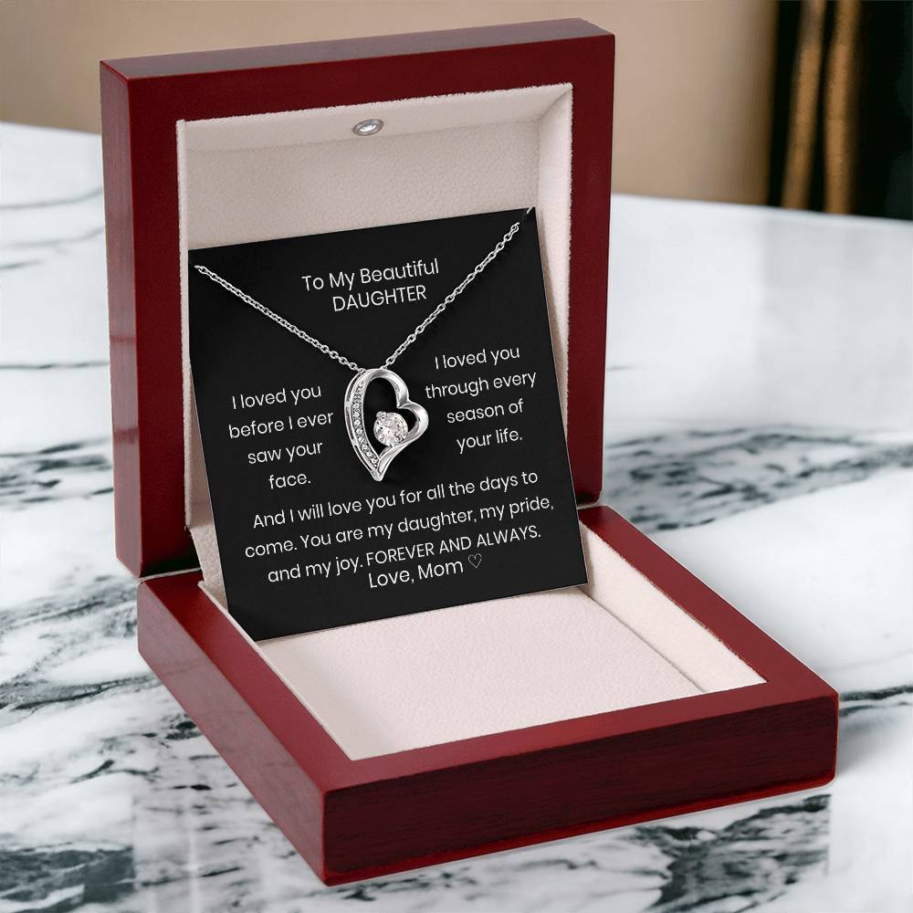 To My Daughter Heart Necklace Gift from Mom