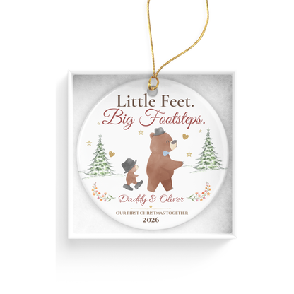 Personalized First Christmas as Dad Ornament, Daddy and Son Bear Keepsake