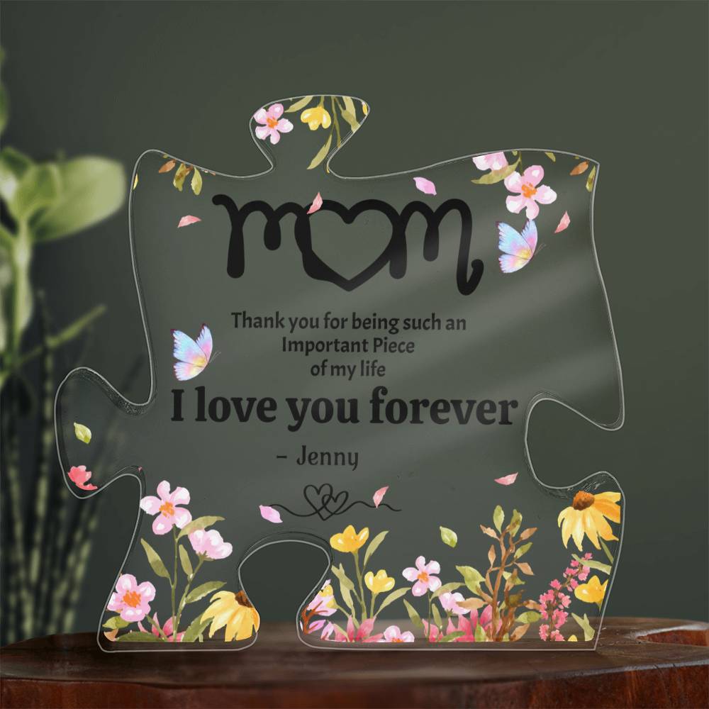 Mom Puzzle Plaque, Thank You Mom Floral Acrylic Gift