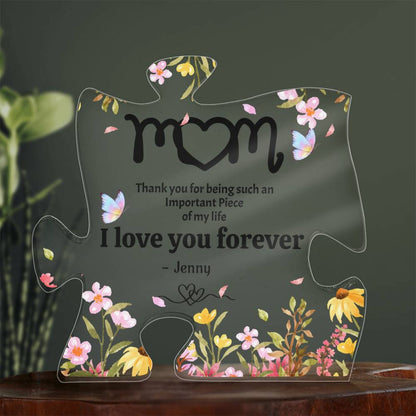 Mom Puzzle Plaque, Thank You Mom Floral Acrylic Gift