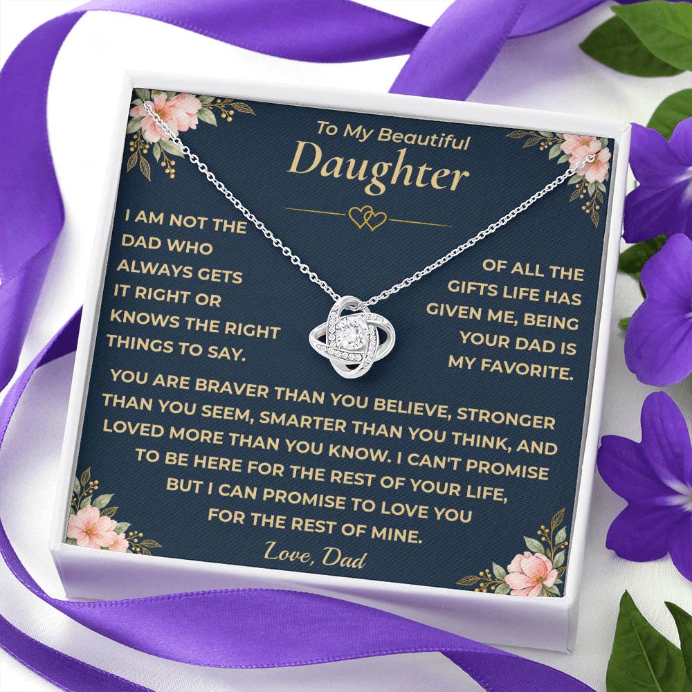 To My Daughter - "My Family Forever" Love Knot Necklace Gift Set