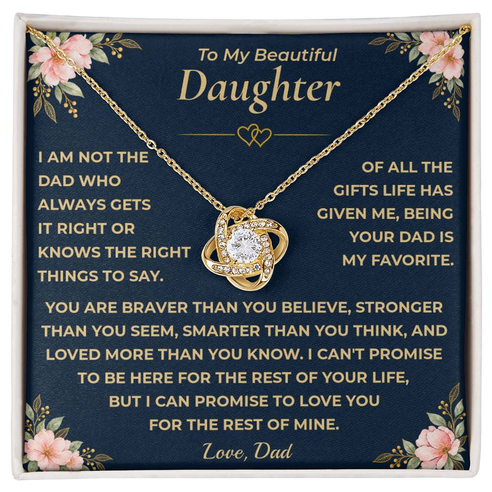 To My Daughter - "My Family Forever" Love Knot Necklace Gift Set