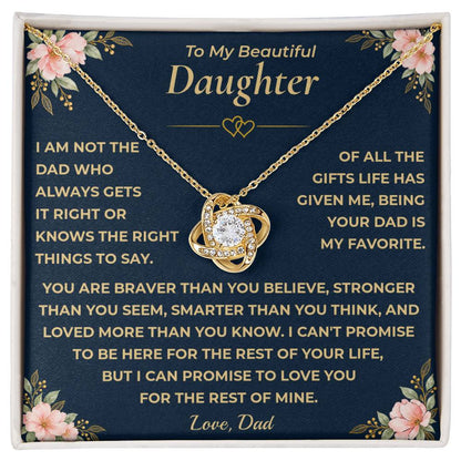 To My Daughter - "My Family Forever" Love Knot Necklace Gift Set